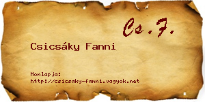 Csicsáky Fanni névjegykártya
